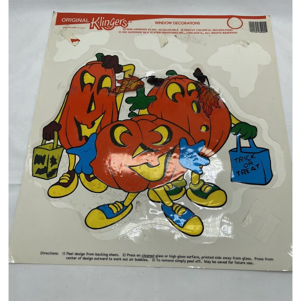 Vintage Clings 90s Original Klingers Halloween Pumpkim incomplete